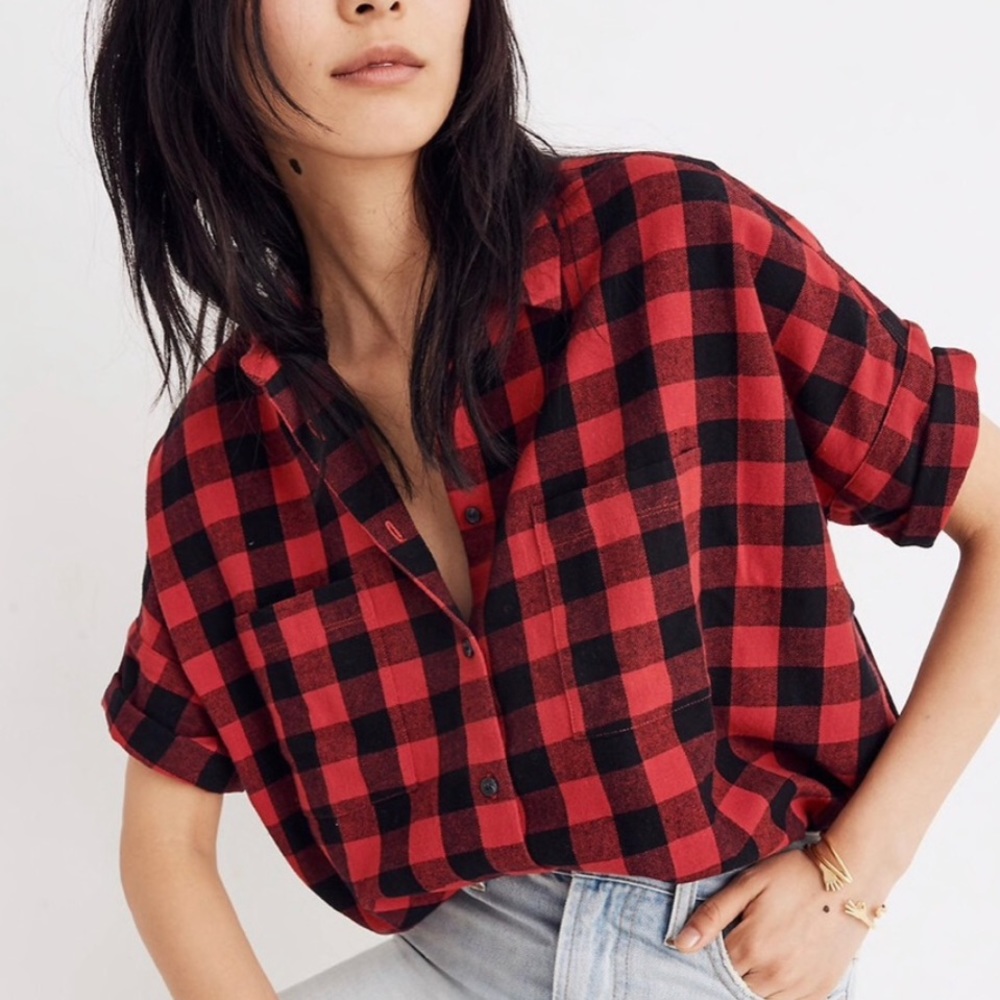 Madewell Flannel Courier Shirt in Buffalo Check